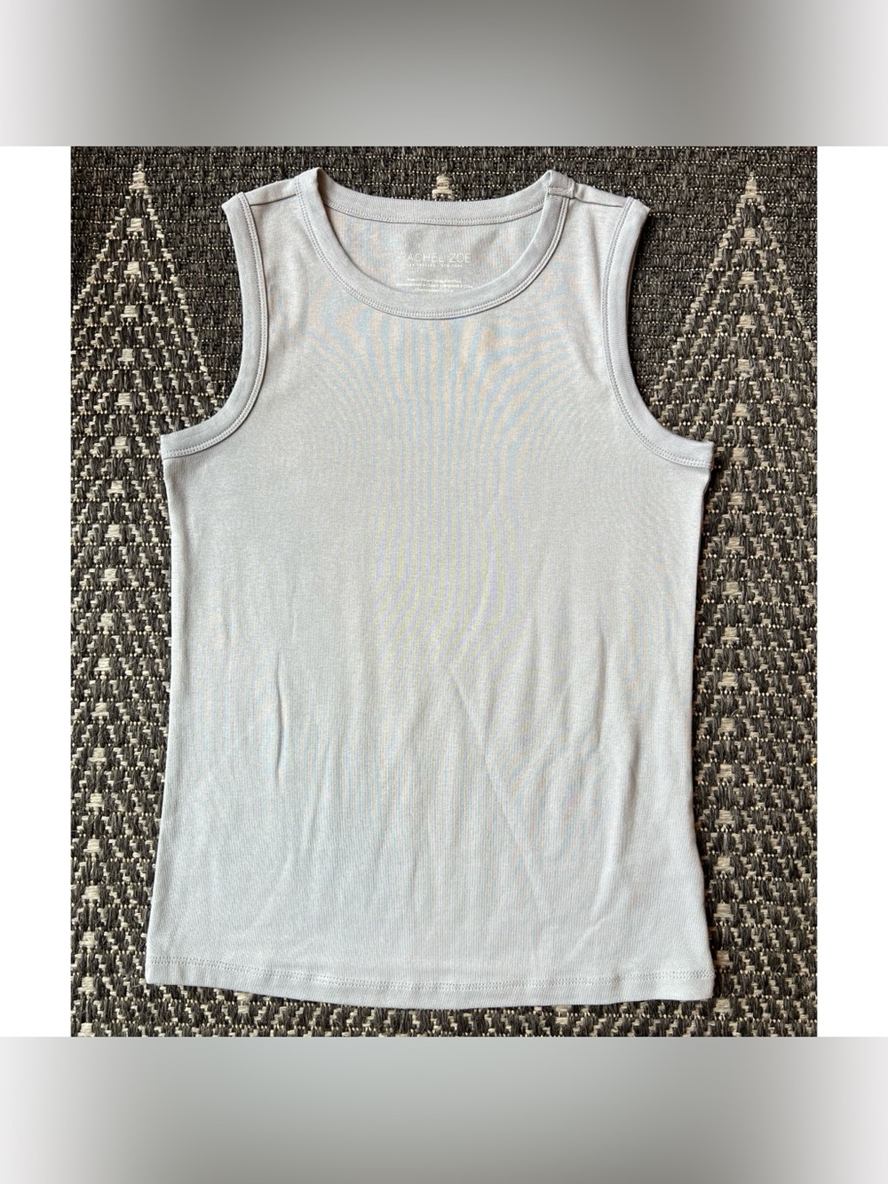 Rachel Zoe Solid Cement Grey Cotton Knit Tank Top Sleeveless Crew Neck Basic M